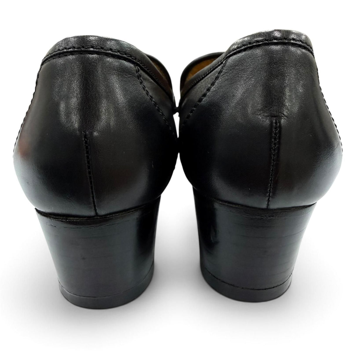 Hermes Constance Gold H Logo Leather Heels Loafers Pumps Black — view 3