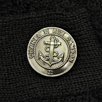 Chanel Cashmere Silk Blend Anchor CC Logo Button Crew Neck Three Quarter Sleeve — view 5