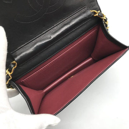 Chanel CC Logo Mini Quilted Push Lock Chain Shoulder Bag Lambskin Black — view 8