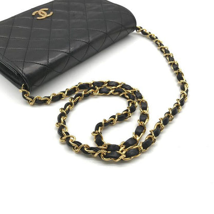 Chanel CC Logo Mini Quilted Push Lock Chain Shoulder Bag Lambskin Black — view 6