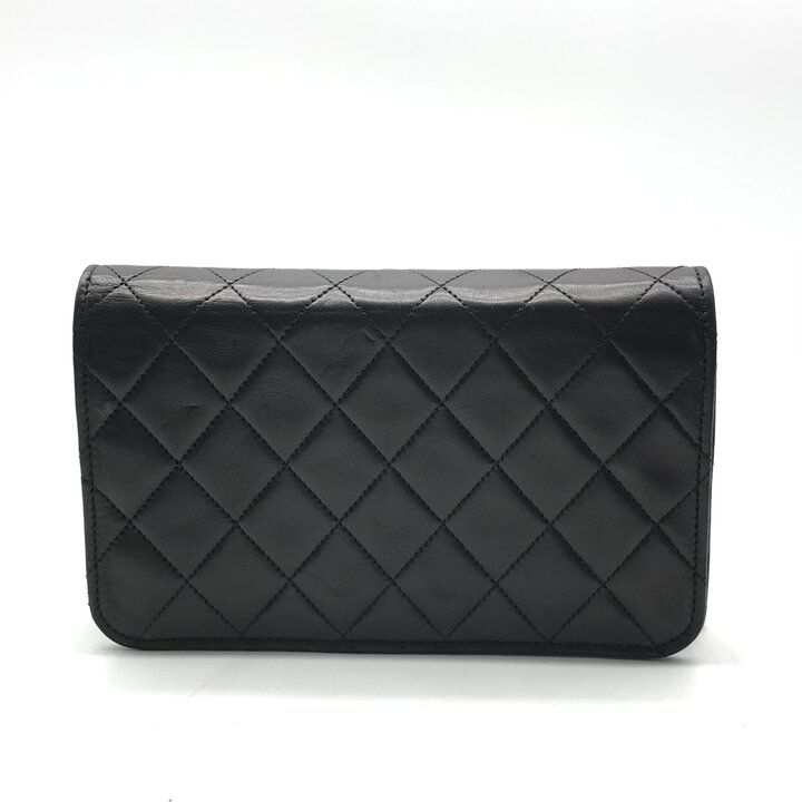 Chanel CC Logo Mini Quilted Push Lock Chain Shoulder Bag Lambskin Black — view 2