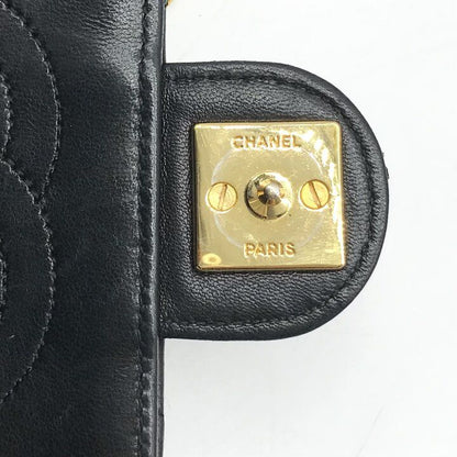 Chanel CC Logo Mini Quilted Push Lock Chain Shoulder Bag Lambskin Black — view 8