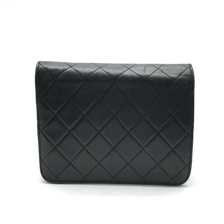 Chanel CC Logo Mini Quilted Push Lock Chain Shoulder Bag Lambskin Black — view 2
