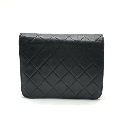 Chanel CC Logo Mini Quilted Push Lock Chain Shoulder Bag Lambskin Black — view 2