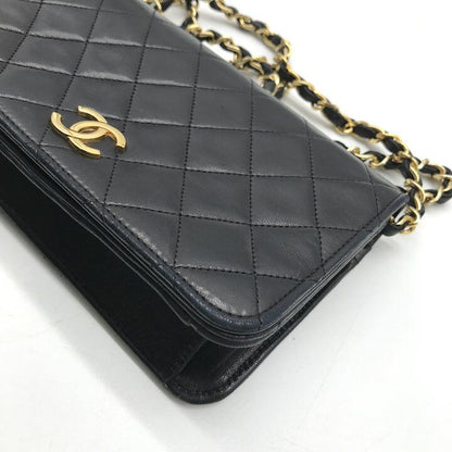 Chanel CC Logo Mini Quilted Push Lock Chain Shoulder Bag Lambskin Black — view 4