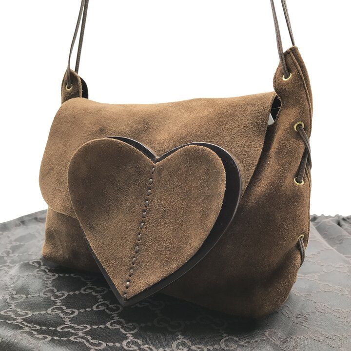 Gucci Suede Heart Vintage Mini Shoulder Bag Brown — view 2