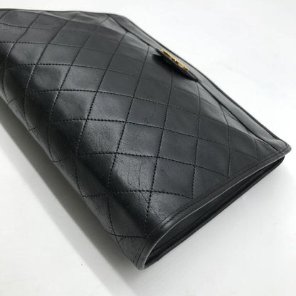 Chanel CC Logo Quilted Clutch Second Lambskin Leather Black — view 4