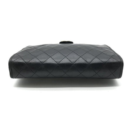 Chanel CC Logo Quilted Clutch Second Lambskin Leather Black — view 3