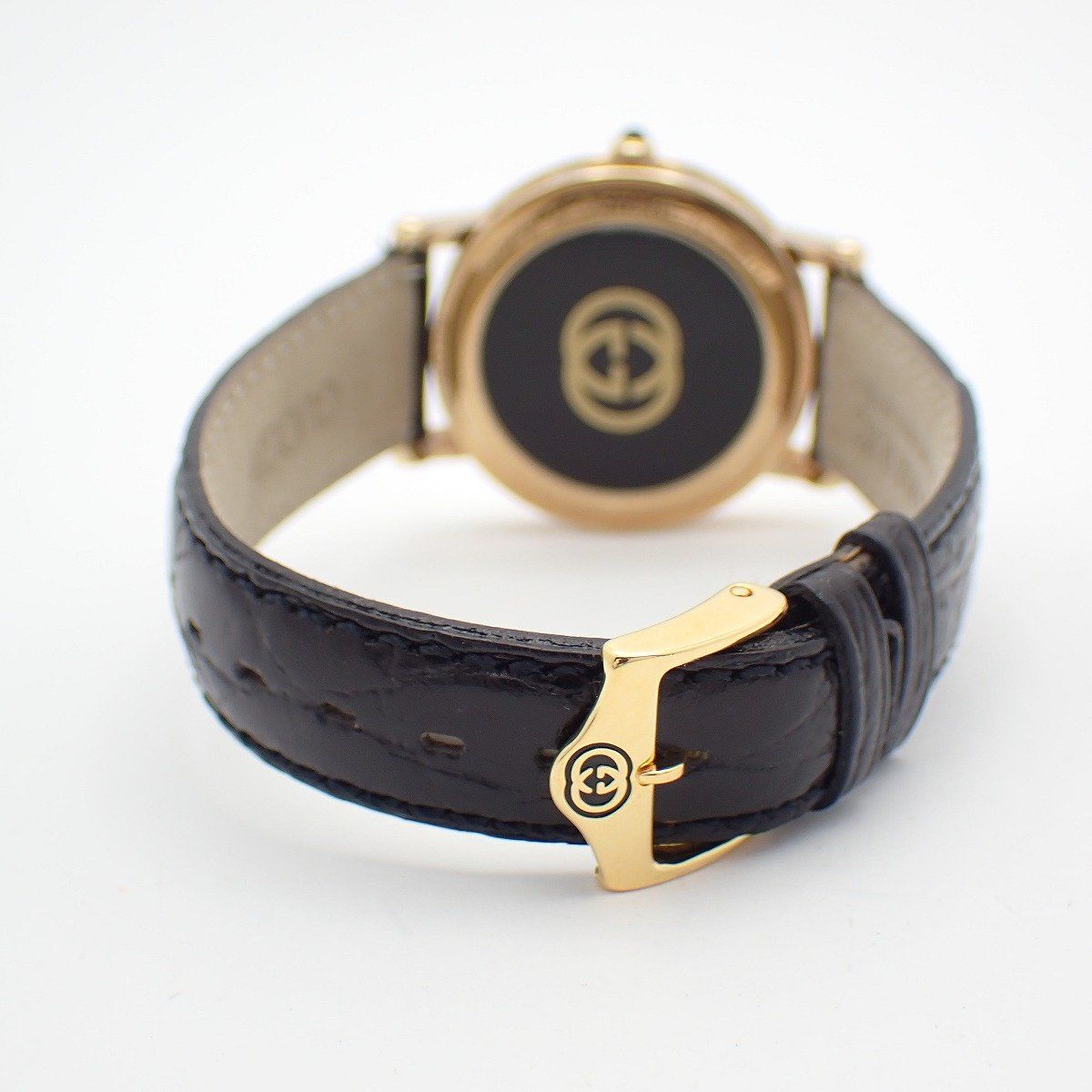 Gucci Quartz Watch Gold White Dial Leather Strap — view 3