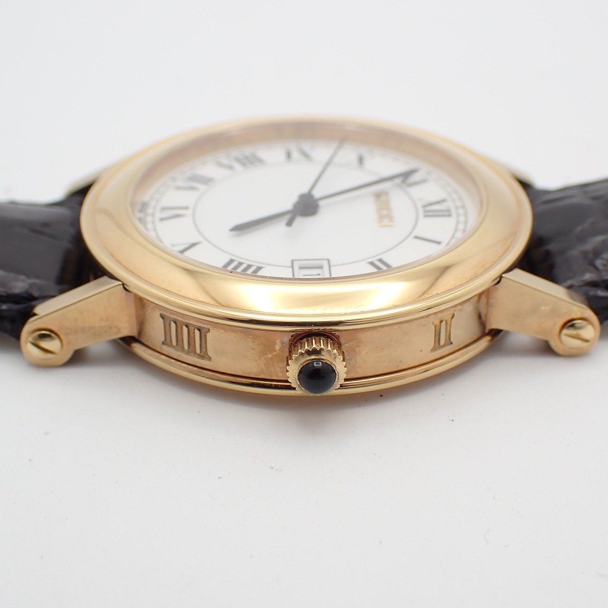 Gucci Quartz Watch Gold White Dial Leather Strap — view 6