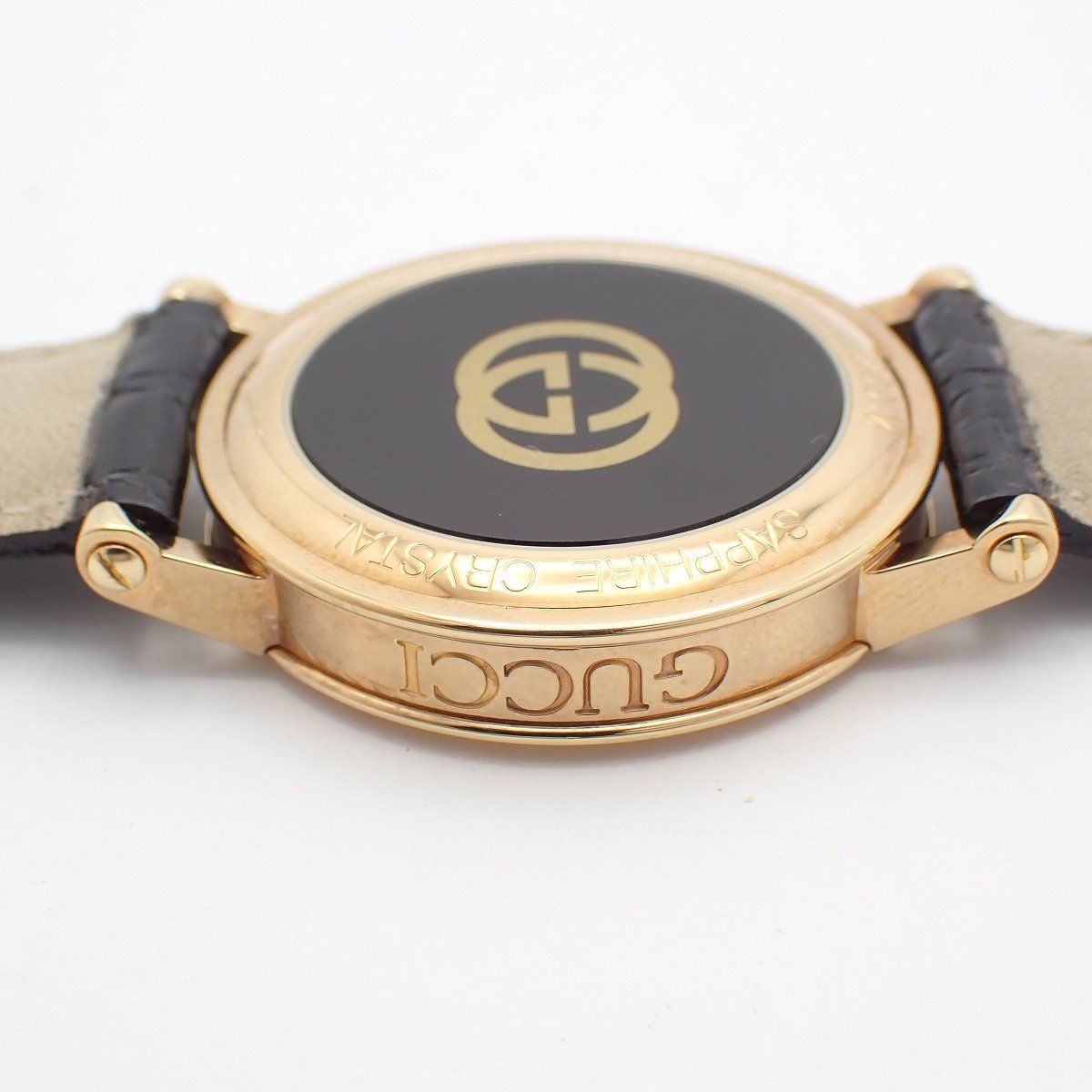 Gucci Quartz Watch Gold White Dial Leather Strap — view 7