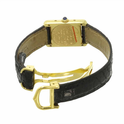Cartier Must Tank SM Vermeil Vintage Watch Black 925 Sterling Silver Quartz — view 4