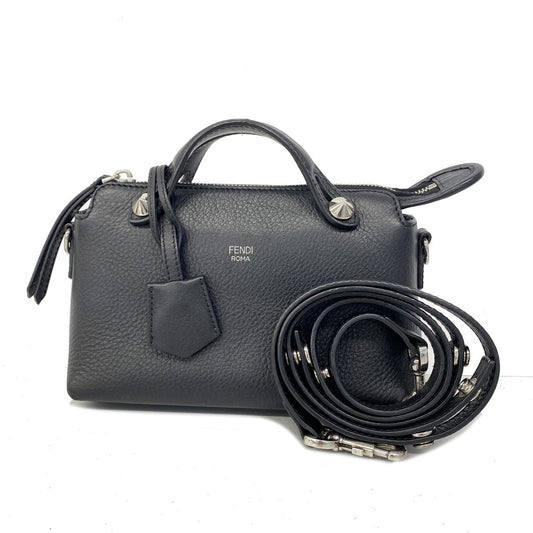 Fendi Handbag by the Way Leather Black Silver 2-Way Bag