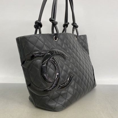 Chanel Tote Bag Cambon Lambskin Black Silver — view 2