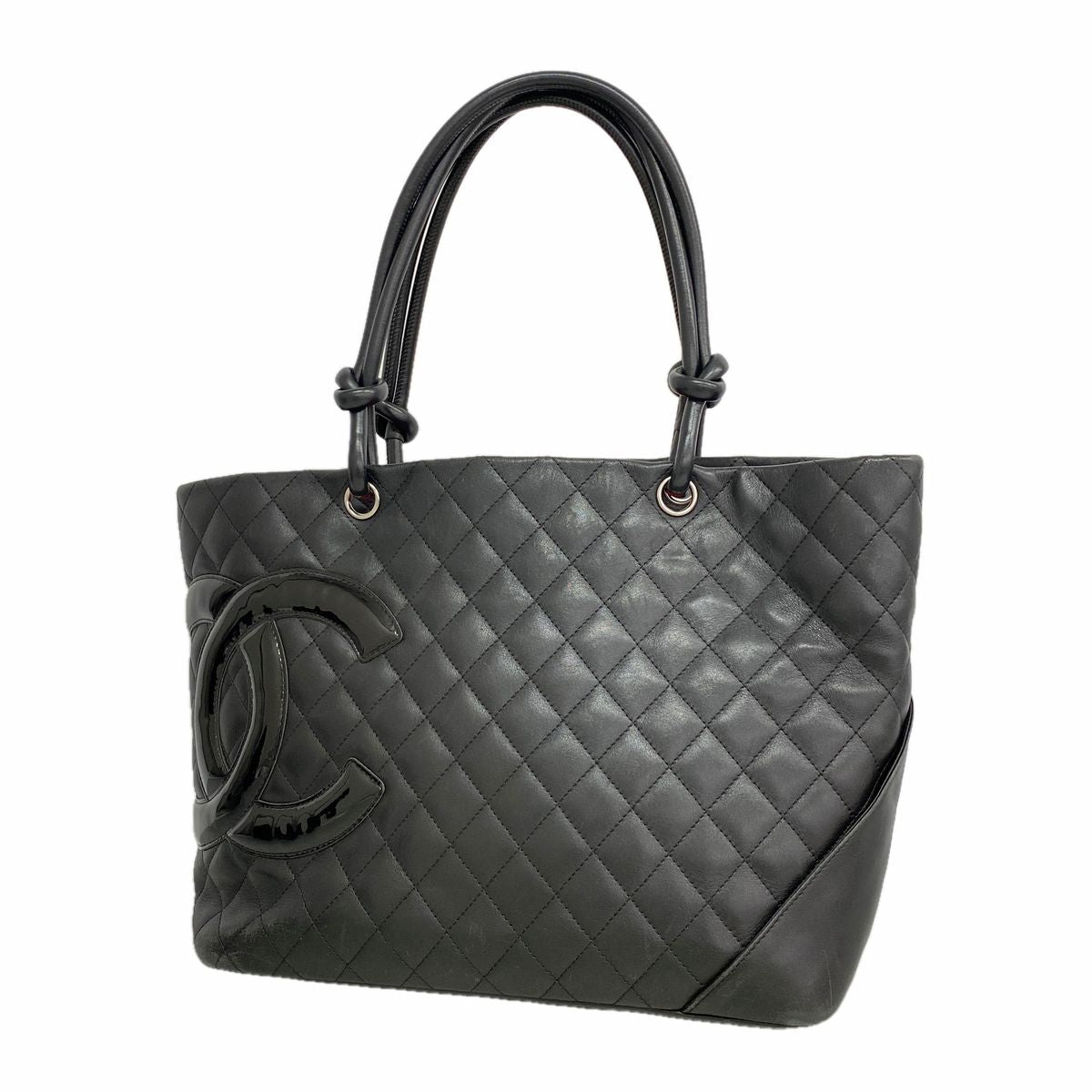 Chanel Tote Bag Cambon Lambskin Black Silver