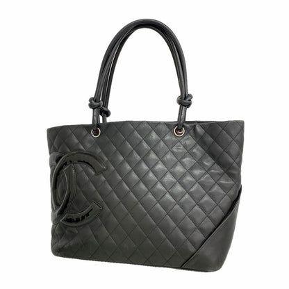 Chanel Tote Bag Cambon Lambskin Black Silver