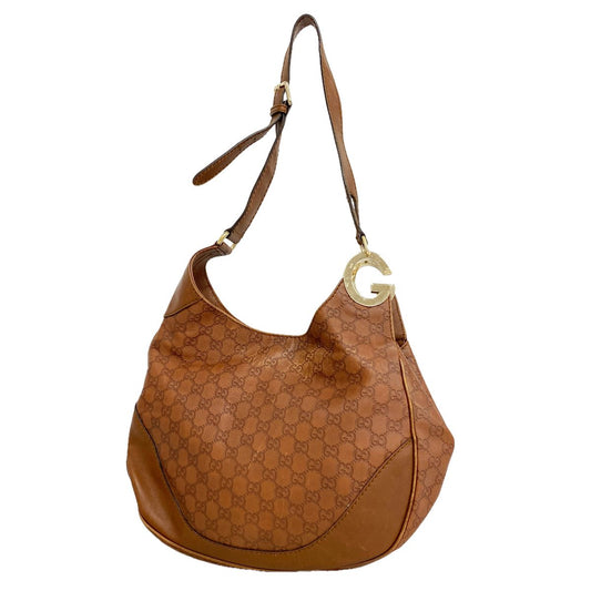 Gucci Shoulder Bag Guccissima Leather Brown Champagne Gold