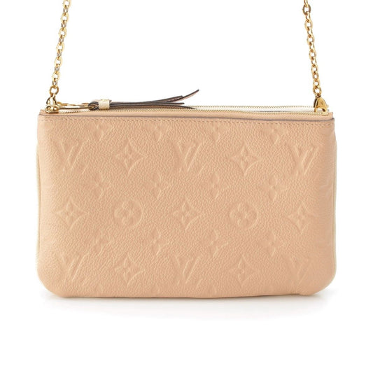 Louis Vuitton Double Zip Monogram Empreinte Chain Shoulder Bag Beige