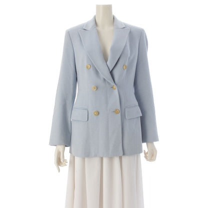 Celine Vintage Cashmere Angora Wool Logo Button Tailored Jacket Blue 38