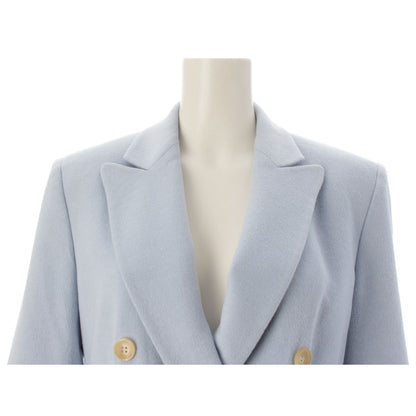 Celine Vintage Cashmere Angora Wool Logo Button Tailored Jacket Blue 38 — view 5