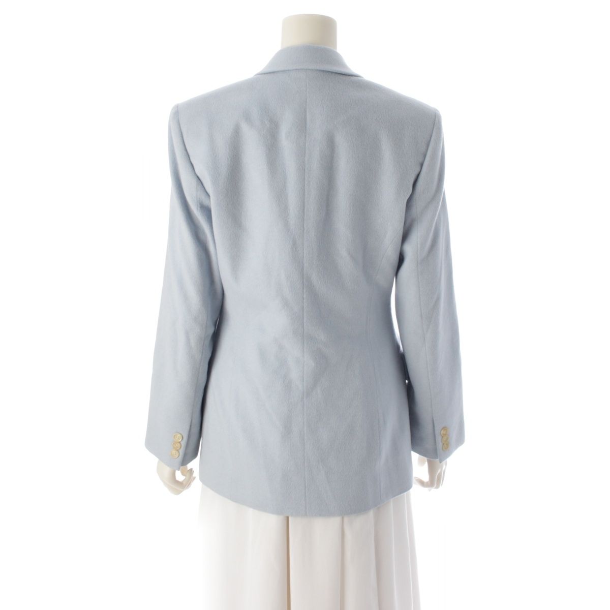 Celine Vintage Cashmere Angora Wool Logo Button Tailored Jacket Blue 38 — view 4