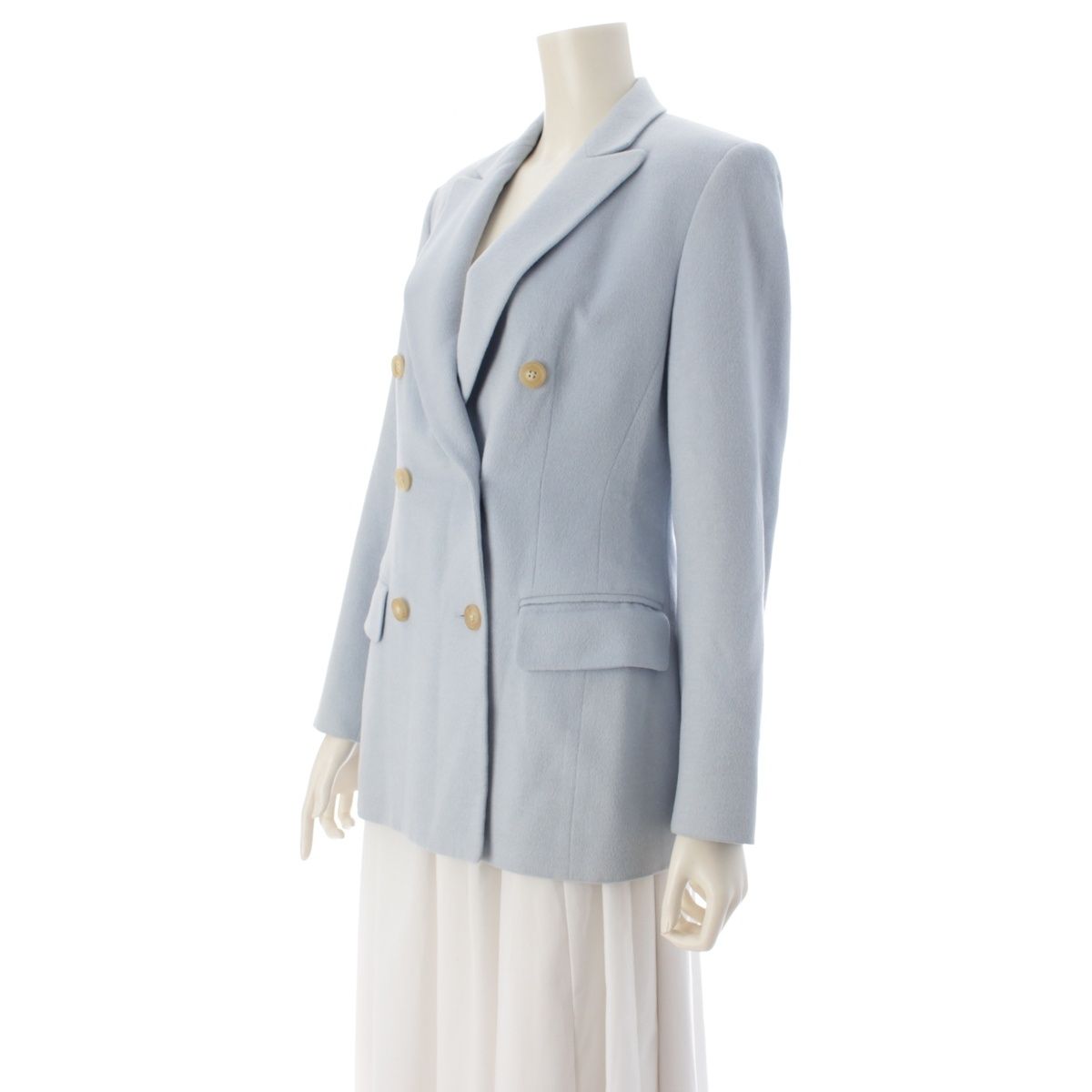 Celine Vintage Cashmere Angora Wool Logo Button Tailored Jacket Blue 38 — view 2