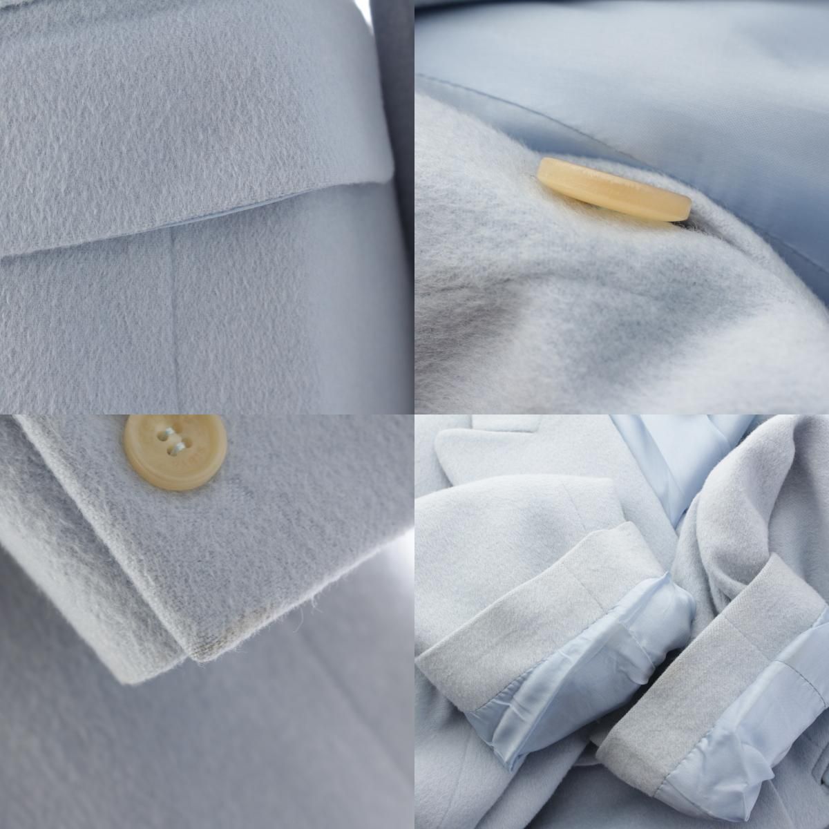 Celine Vintage Cashmere Angora Wool Logo Button Tailored Jacket Blue 38 — view 8