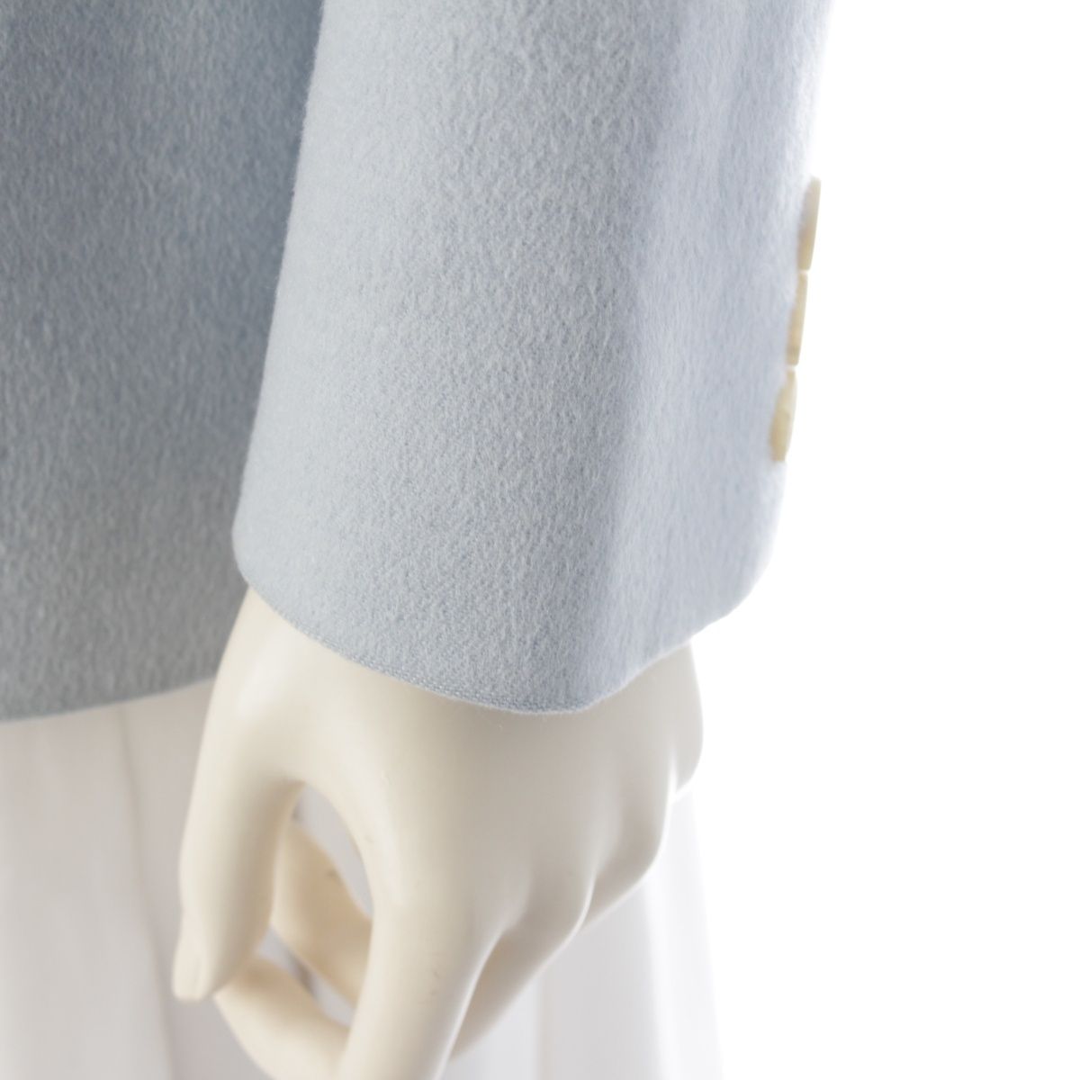Celine Vintage Cashmere Angora Wool Logo Button Tailored Jacket Blue 38 — view 6