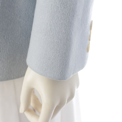 Celine Vintage Cashmere Angora Wool Logo Button Tailored Jacket Blue 38 — view 6