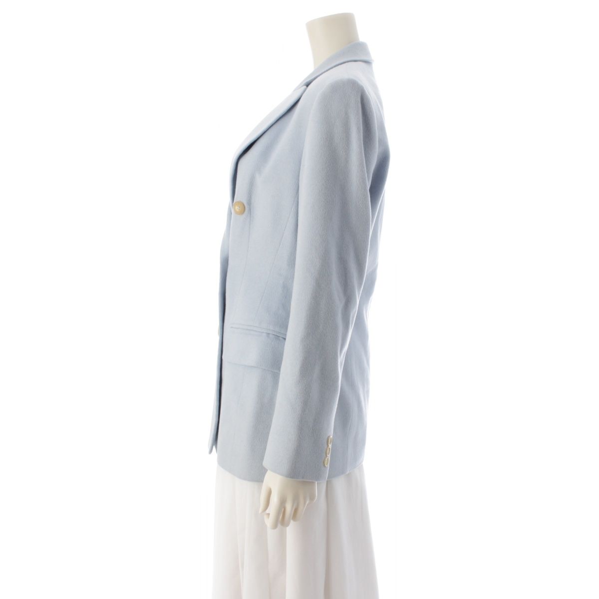 Celine Vintage Cashmere Angora Wool Logo Button Tailored Jacket Blue 38 — view 3