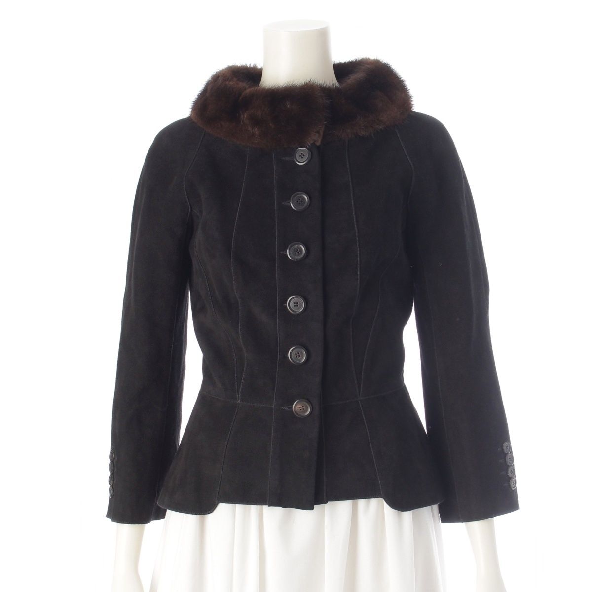 Louis Vuitton Suede Lambskin Mink Jacket Black 36
