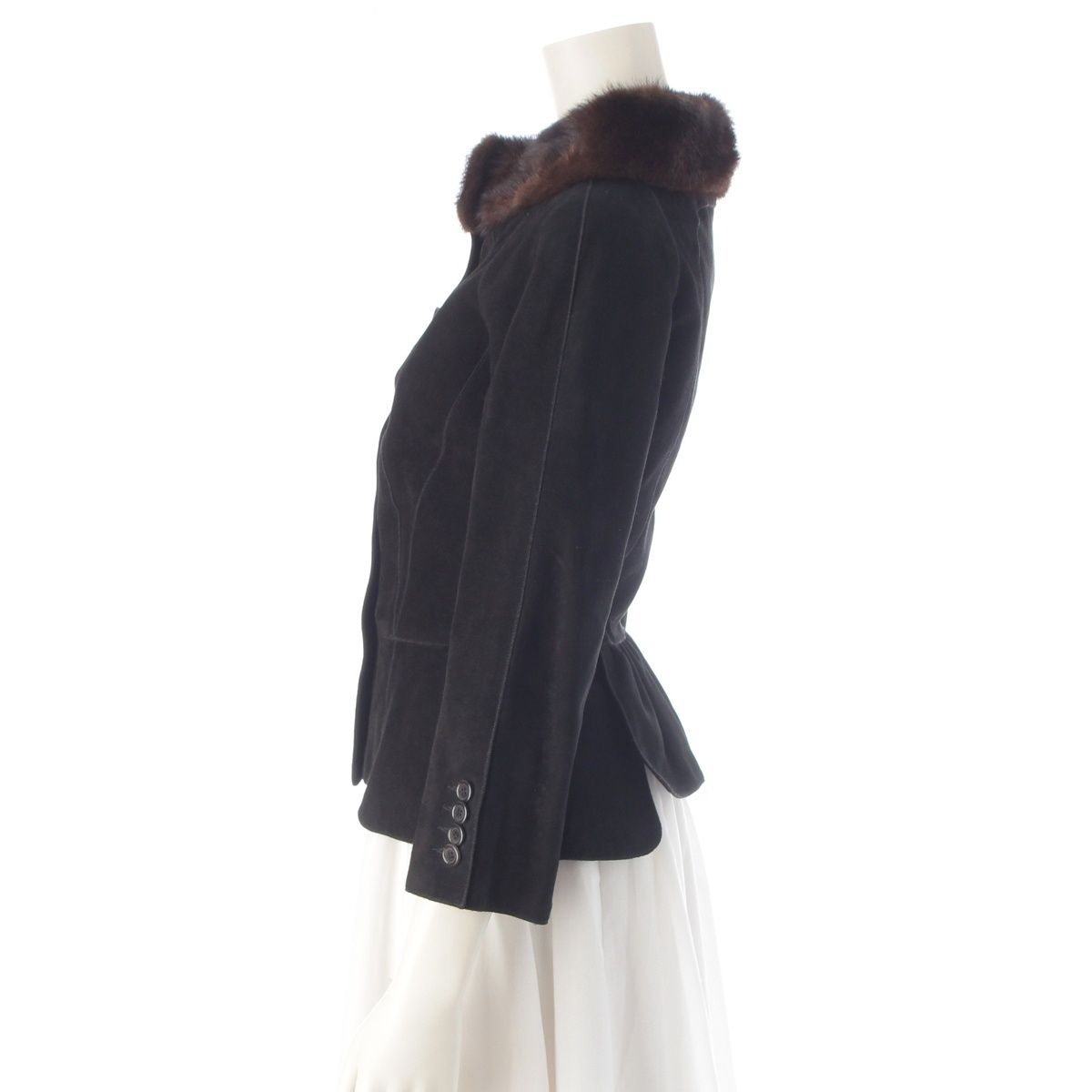 Louis Vuitton Suede Lambskin Mink Jacket Black 36 — view 3