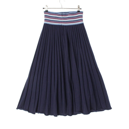 Miu Miu Wool Knit Pleated Skirt Navy Multicolor 40 — view 2