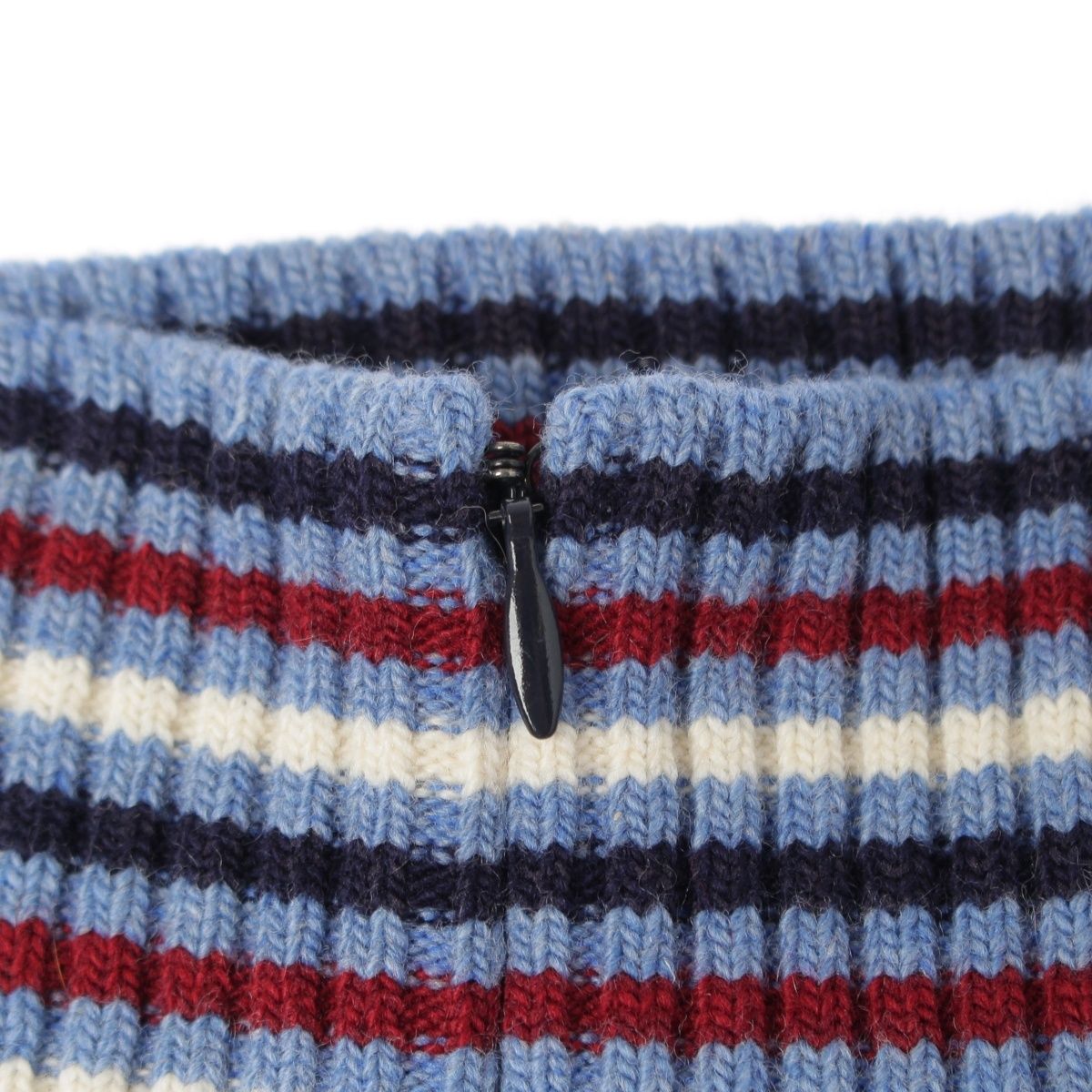 Miu Miu Wool Knit Pleated Skirt Navy Multicolor 40 — view 7