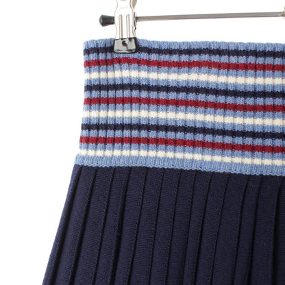 Miu Miu Wool Knit Pleated Skirt Navy Multicolor 40 — view 3