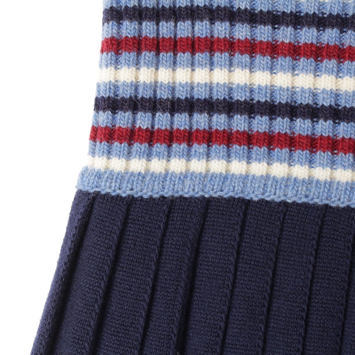 Miu Miu Wool Knit Pleated Skirt Navy Multicolor 40 — view 5