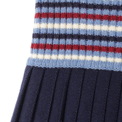 Miu Miu Wool Knit Pleated Skirt Navy Multicolor 40 — view 5