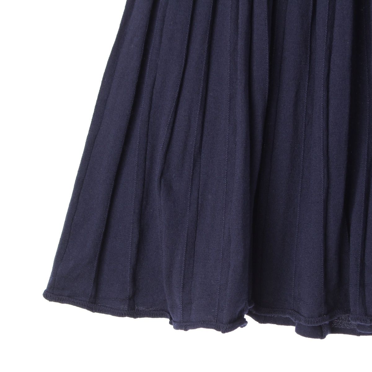 Miu Miu Wool Knit Pleated Skirt Navy Multicolor 40 — view 6