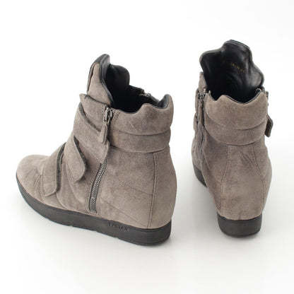Prada Sports Suede Velcro High-Top Sneakers Boots Gray — view 4