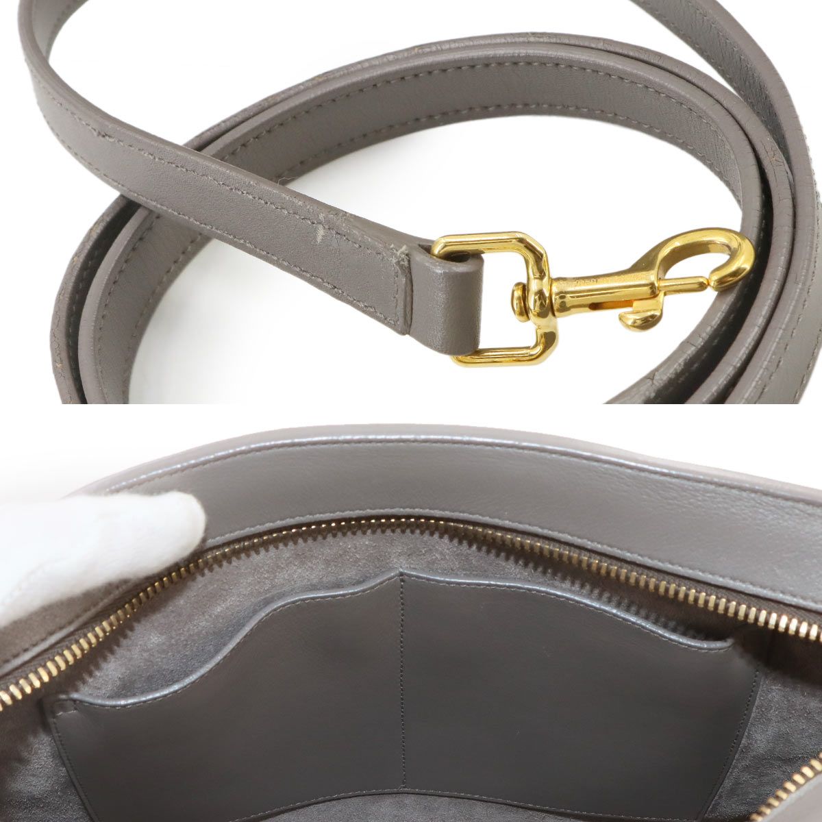 Saint Laurent Monogram Cabas 2-Way Bag Leather Gray — view 8