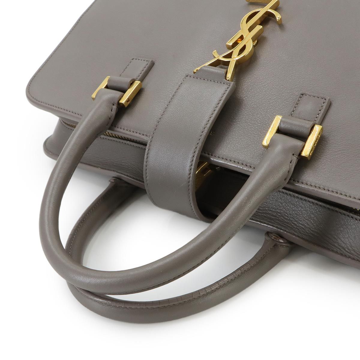 Saint Laurent Monogram Cabas 2-Way Bag Leather Gray — view 5