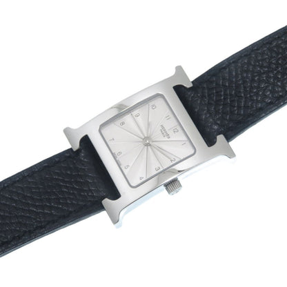 Hermes H Watch Stainless Steel Leather Quartz — view 2