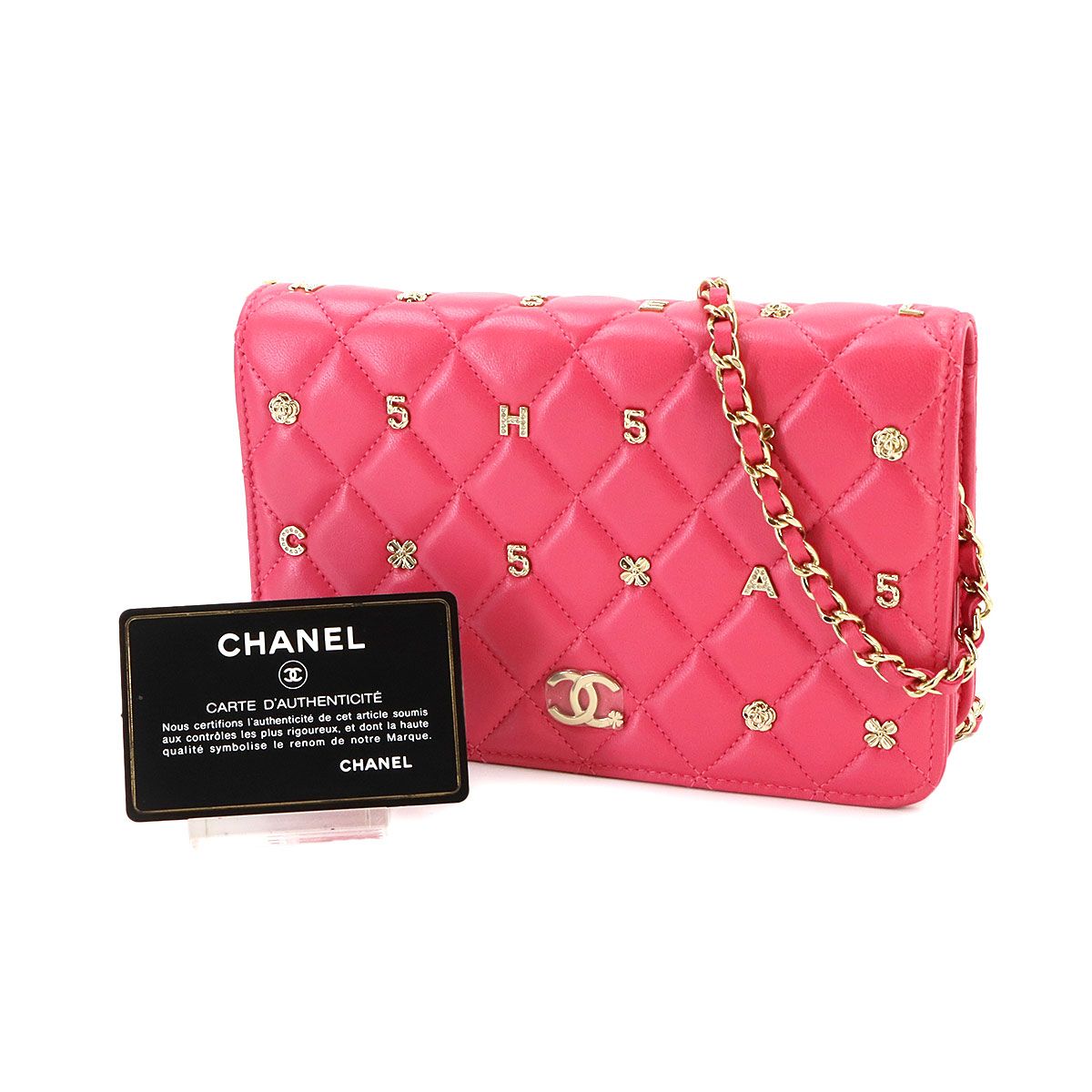 Chanel Quilted Chain Wallet Lambskin Pink Gold Icon Shoulder Bag — view 2