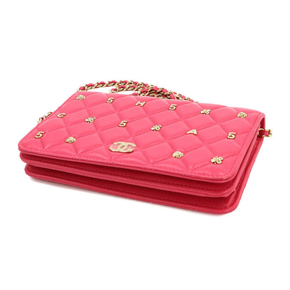 Chanel Quilted Chain Wallet Lambskin Pink Gold Icon Shoulder Bag — view 5