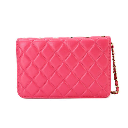 Chanel Quilted Chain Wallet Lambskin Pink Gold Icon Shoulder Bag — view 3