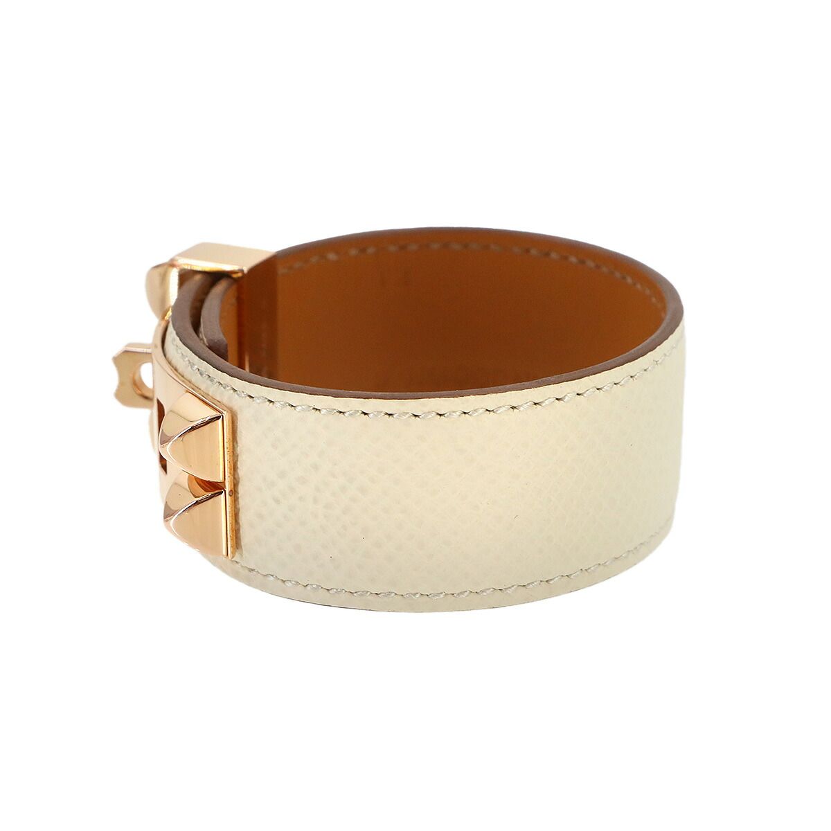 Hermes Collier de Chien Bangle Epsom Cles Rose Gold Bracelet — view 4