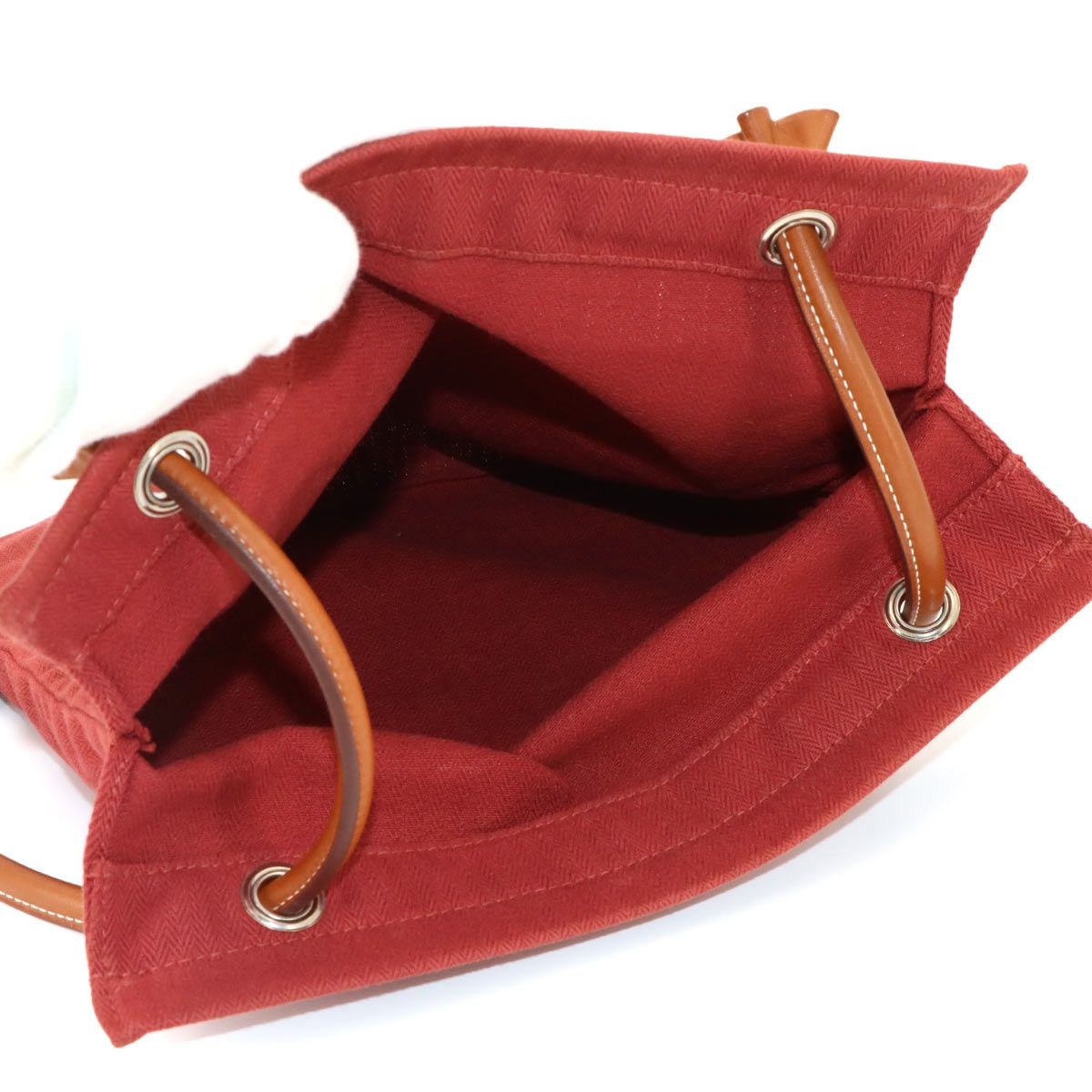 Hermes Sac Aline MM Shoulder Bag Toile Chevron Swift Rouge Ash Gold — view 6