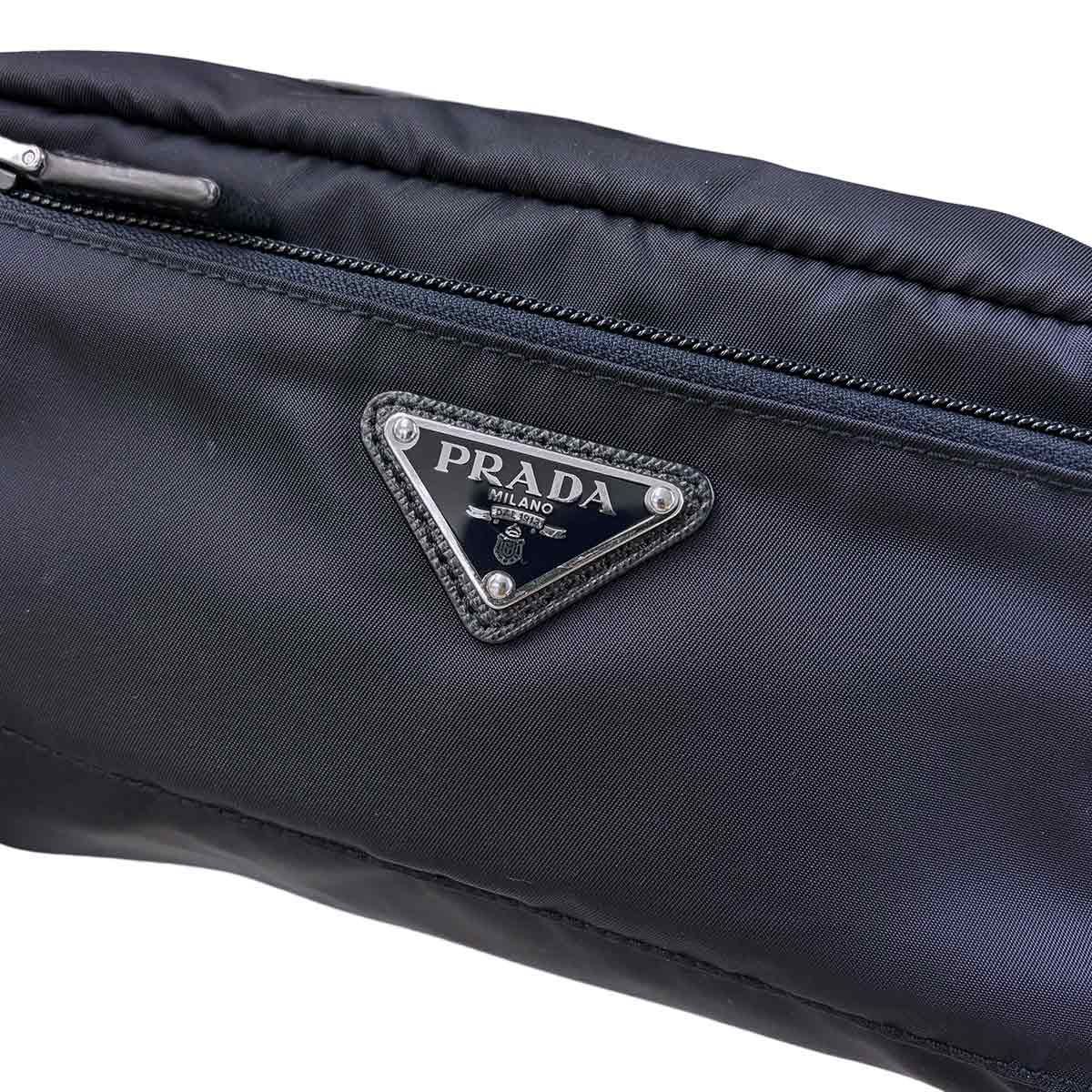 Prada Pouch Nylon Saffiano Leather Navy Silver — view 7