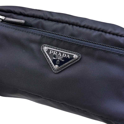Prada Pouch Nylon Saffiano Leather Navy Silver — view 7
