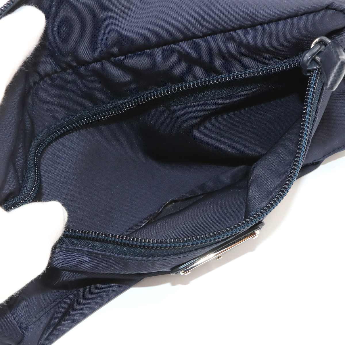 Prada Pouch Nylon Saffiano Leather Navy Silver — view 8